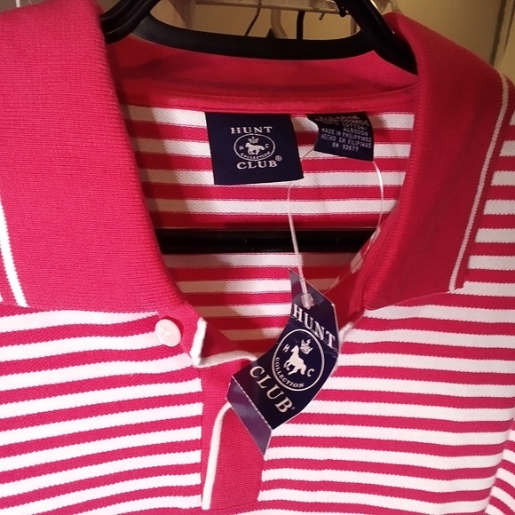 The Hunt Club Red and White Striped Men's Polo shirt. Short Sleeve Sz XL NWT - Picture 4 of 6